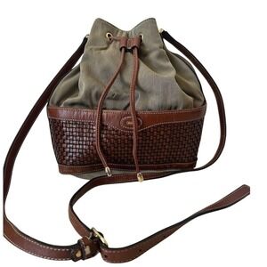 Bally Bucket Bag Woven Leather Crossbody Shoulder‎ Bag Drawstring Purse 1408-97
